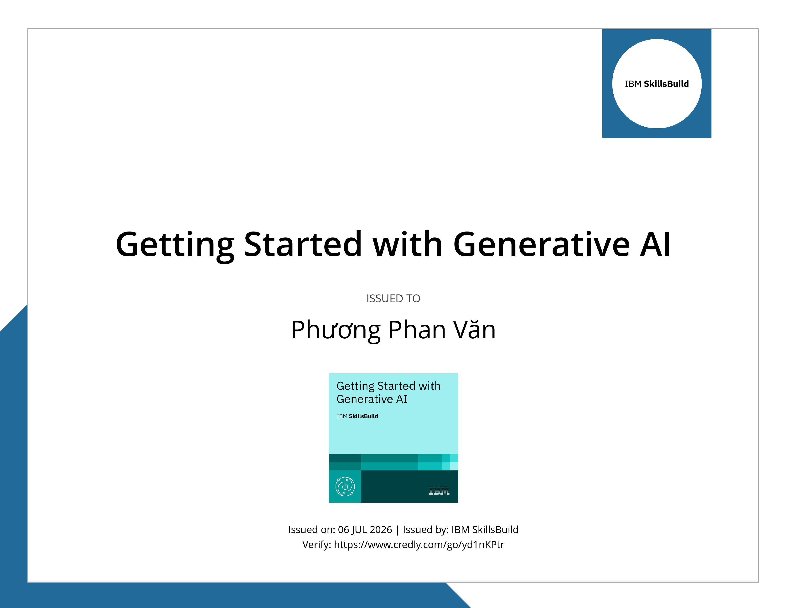 Getting Started with Generative AI badge